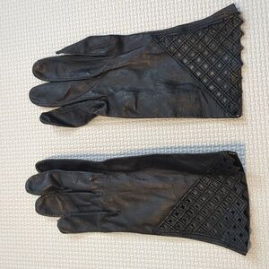 Vintage Black Kid Leather Gloves - 6 1/2